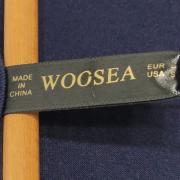 Woosea Women's Navy Blue Sleeveless V-Neck Pleads Front Maxi Dress Small NWOT - Picture 3 of 10